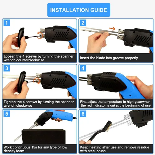 Miniatura 5 de Cortador de espuma eléctrico refrigerado por aire, herramienta de corte de espuma de poliestireno con 4 cuchillas para EPP, EPS, XPS, EVA, EPE, PU