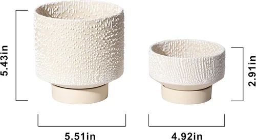 Miniatura 6 de UBEE Maceta de cerámica para plantas de interior Macetas de 5.5 pulgadas + 4.9 pulgadas con orificio de drenaje y platillo para aloe, plantas