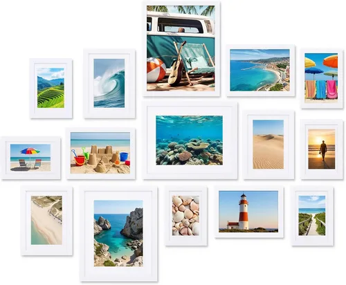 Miniatura 10 de Fixwal Juego de marcos de fotos, paquete de 15 marcos de fotos negros collage decoración de pared para fotos variadas, tres de 8x10, seis de 5x7