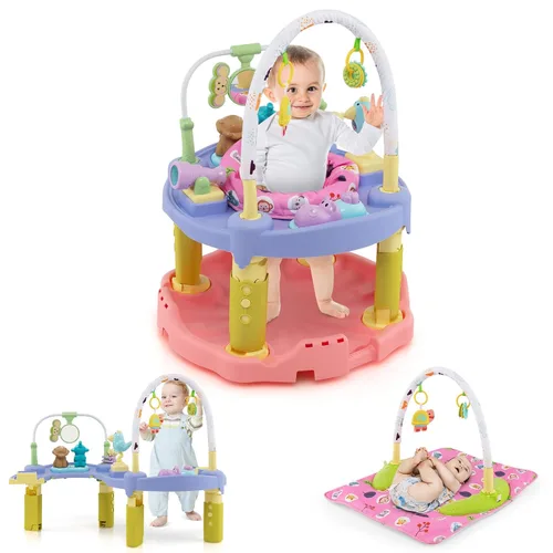 BABY JOY Baby Bouncer Centro de actividades, centro de actividades y mesa 3 en 1 | Tapete de juego para bebés, platillo de actividad de rebote con
