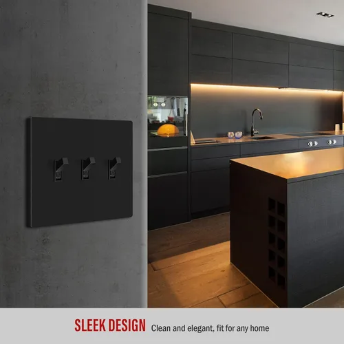 Miniatura 4 de ENERLITES - Placa de pared para interruptor de palanca triple sin tornillos, cubierta de interruptor de luz segura para niños, tamaño estándar de 3