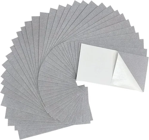 Jtnohx Hojas de fieltro autoadhesivas, 33 piezas de 10 cm x 20 cm de hojas de tela de fieltro rígidas con adhesivo, tela adhesiva cuadrada para Gris