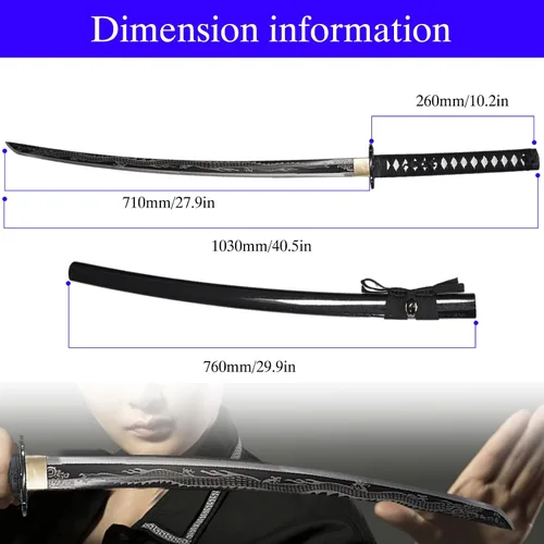 Miniatura 2 de Kamaiwo-1045/1060 Espada Katana Japonesa Auténtica Hecha a Mano y Forjada a Mano - De Acero de Alto Carbono con Espiga Completa para Entusiastas
