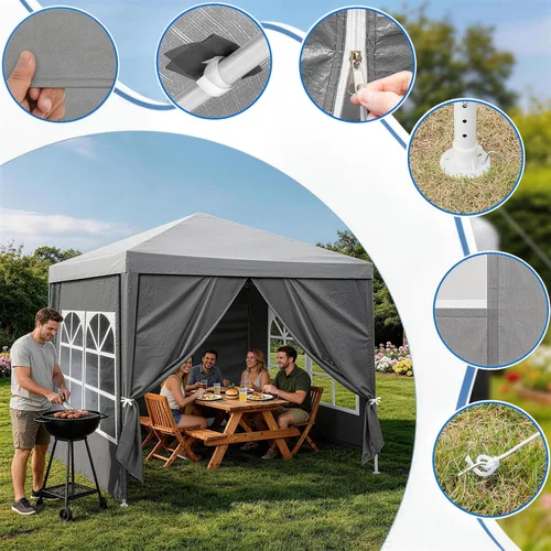 Miniatura 3 de Outvita Tienda de campaña para fiestas al aire libre, toldo para patio, carpa con paredes laterales extraíbles, tienda de campaña instantánea