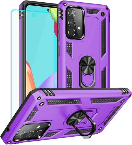 Miniatura 12 de Yiakeng Funda para Samsung A52, Galaxy A52 con protector de pantalla HD, fundas protectoras de grado militar con anillo para Samsung Galaxy A52 5G