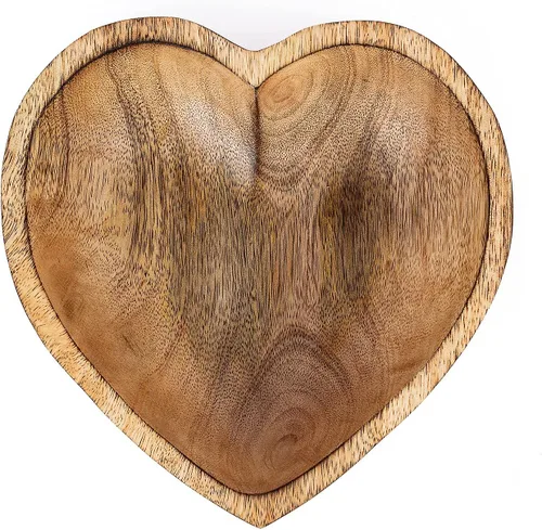 Miniatura 6 de WitnyStore Cuenco en forma de corazón de 8 pulgadas, cuenco funcional y coleccionable, cuenco de madera hecho a mano para servir dulces, frutos