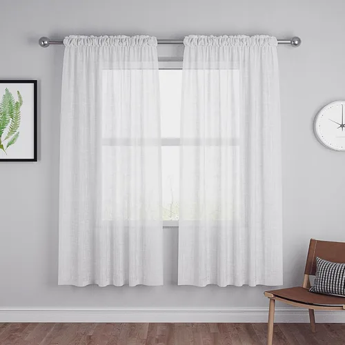 Miniatura 114 de UPOPO Paneles de Cortina Beige Pequeños Cortinas Transparentes de Gasa de 16 Pulgadas de Largo Cortinas de Cocina de Voile con Textura de Lino