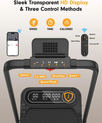Miniatura 5 de Caminadora Trisomy con 10% de inclinación, caminadora de 3.5 HP de bajo ruido con barra de asa, cintas de correr portátiles Trisomy 4 en 1