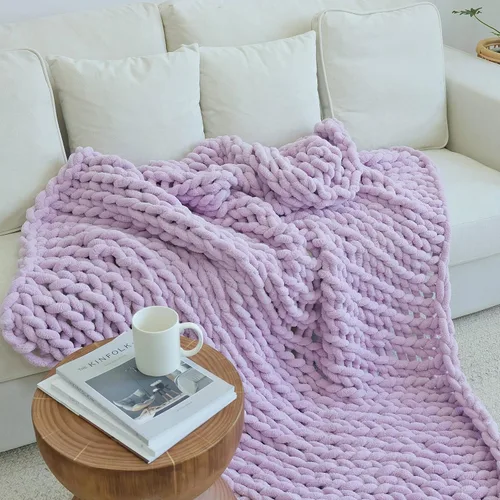 Miniatura 14 de Maetoow Manta de punto grueso de felpilla (40 x 50 pulgadas), hecha a mano, cálida y acogedora para sofá, cama, decoración del hogar, banco