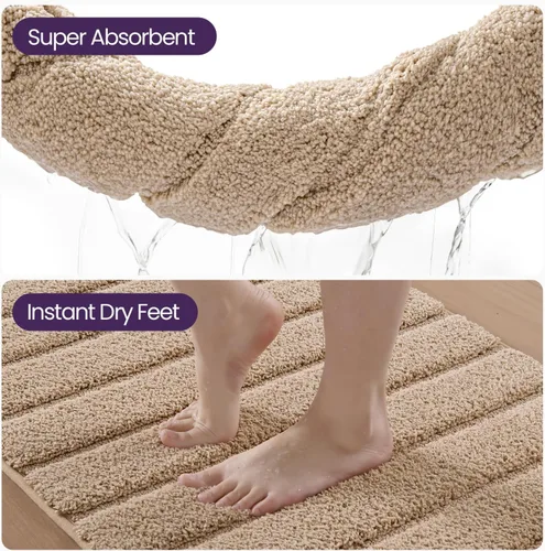 Miniatura 7 de DEXI Tapetes de baño de microfibra absorbente de 17 x 30 pulgadas, secado rápido, lavables con respaldo antideslizante para suelo de ducha