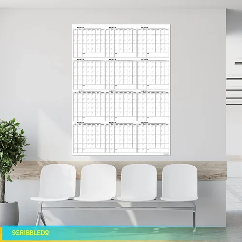 Miniatura 8 de Calendario grande de pizarra blanca de 36 x 48 pulgadas, calendario de borrado en seco para pared, calendario de pared grande de borrado en seco