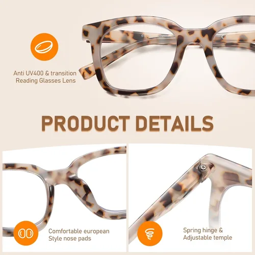 Miniatura 4 de LKEYE Gafas de Lectura para Mujeres con Bloqueo de Luz Azul Cuadradas, Elegantes e Indestructibles, Gafas de Lectura para Computadora de Tamaño C1