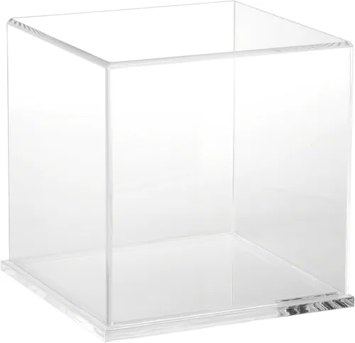 Miniatura 5 de Plymor Vitrina de acrílico transparente con base negra (parte trasera de espejo), 8 x 8 x 8 pulgadas Base negra (espejado)