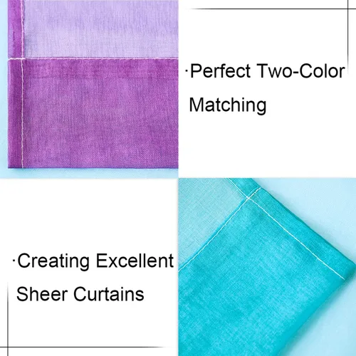 Miniatura 6 de July Joy Cortinas Transparentes de Lino Sintético Ombré Azul y Morado de 2 Tonos Reversibles con Bolsillo para Barra para Dormitorio de Niñas