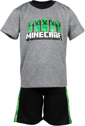 Miniatura 9 de Minecraft Creeper - Conjunto de 3 piezas para niños pequeños, camiseta sin mangas, pantalones cortos de malla