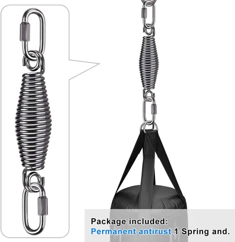 Miniatura 3 de SELEWARE Heavy Duty Bag Spring for Punching Bag - Chrome Plated with Secure Closed-Loop Design for Boxing, MMA, and More, Smooth & Safe Suspension