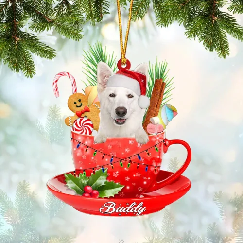 Miniatura 8 de Alaskan Malamute - Adorno acrílico personalizado para perro en taza, adorno de Navidad personalizado para perro 2023, decoración de árbol