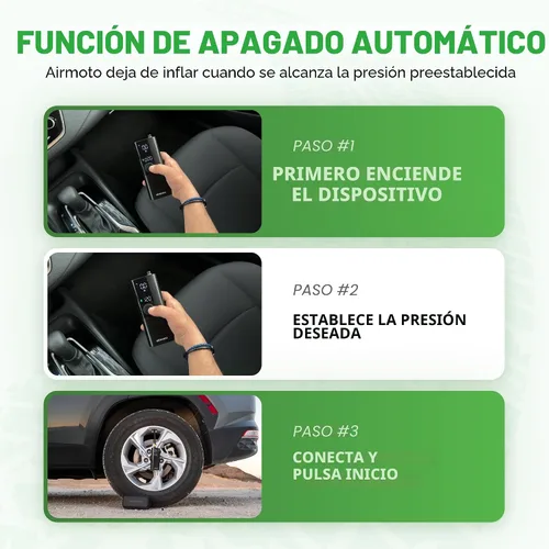 Miniatura 9 de Airmoto y Kit de Energía Paquete de Oferta - 1 paquete - Inflador de Neumáticos Compresor de Aire Portátil con Kit de Energía para Cargar