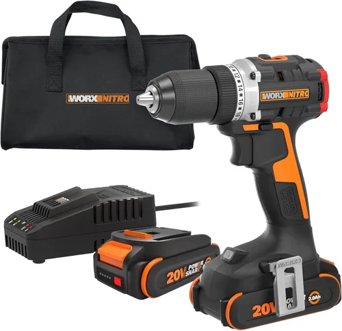 Miniatura 12 de Worx Nitro - Taladro percutor inalámbrico de 20V de 1/2" con motor sin escobillas, compacto y ligero de solo 6" y 3 libras, compatible con Power