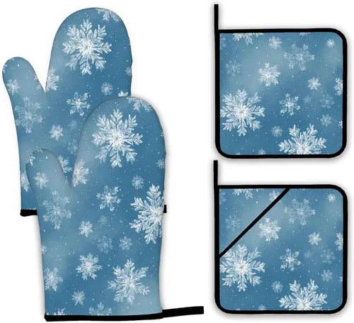 Miniatura 24 de Juego de guantes retro para horno y soportes para ollas, guantes de horno de cocina de cereza y soporte para ollas con resistente al calor, Cereza