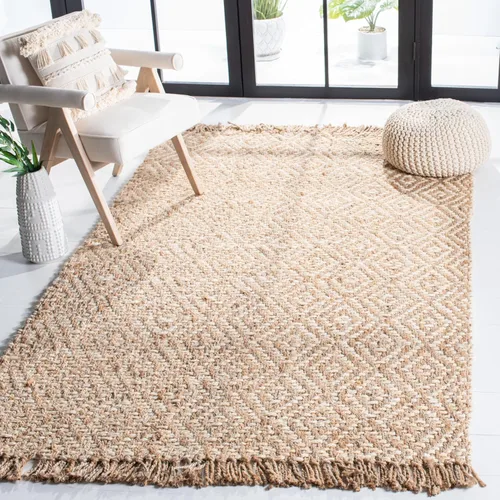 Miniatura 15 de SAFAVIEH Natural Fiber Collection - Alfombra decorativa, 2.3 x 4 pies, azul tropical y natural, yute bohemio con borlas de diamante, hecho a mano
