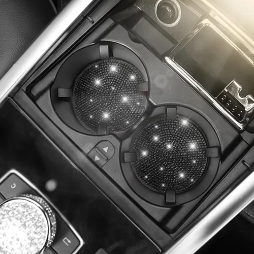 Miniatura 6 de Osilly – Portavasos para auto con brillantes, 2 unidades, diamantes de imitación, antideslizantes, portavasos universales de 2.75 pulgadas