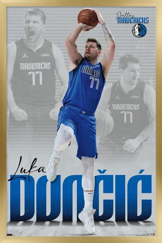 Miniatura 14 de Trends International NBA Dallas Mavericks - Póster de pared de Luka Doncic 22, 22.375 x 34 pulgadas, versión enmarcada en negro Versión con marco