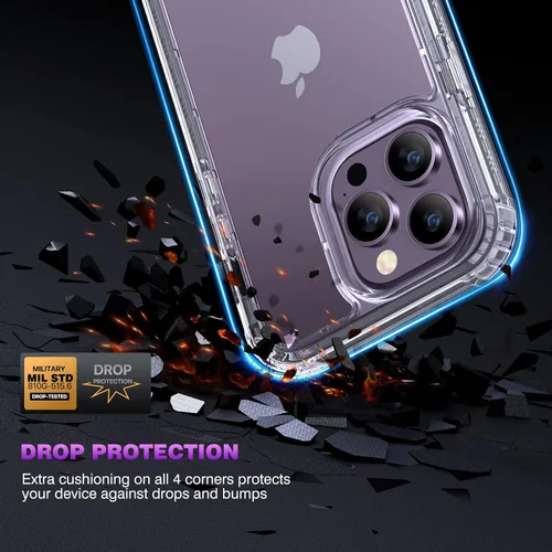 Miniatura 3 de Diaclara - Funda diseñada para iPhone 14 Pro Max de 6.7 pulgadas, resistente, cuerpo completo, con protector de pantalla sensible al tacto