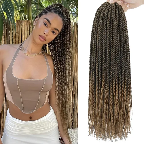 Miniatura 14 de Trenzas de Ganchillo Senegalesas Twist Cabello de Ganchillo 7 Paquetes Pre Enrollado Micro Trenzas Senegalesas Twist Cabello Trenzado Trenzas