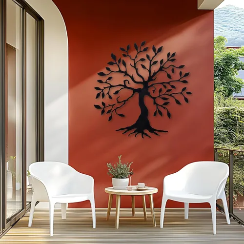 Miniatura 7 de Kuestboy Arte de pared de metal con árbol de la vida, árbol de la vida, decoración de metal negro, árbol genealógico, decoración de pared