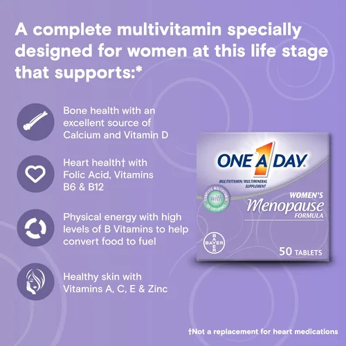 Miniatura 4 de One A Day Multivitamínico de menopausia para mujeres con vitamina A, vitamina C, vitamina D, vitamina E y zinc para apoyo a la salud inmunológica