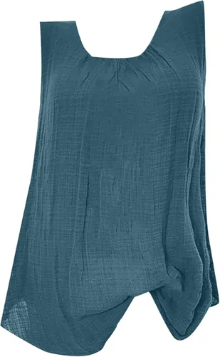 XOWRTE Cotton Linen Tank Top for Women Loose Fit Sleeveless Round Neck Tops Dressy Casual Flowy Cami Shirts Blouse