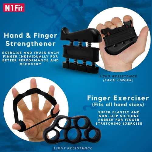 Miniatura 3 de N1Fit Kit de entrenamiento de fuerza de agarre, paquete de 5 fortalecedores de agarre para el antebrazo y muñeca, agarre de mano de resistencia