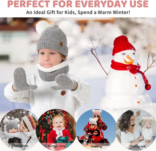 Miniatura 5 de Toddler Kids Winter Hats Gloves Scarfs Beanie Mittens Neck Warmer for 0 6 12 Months 1 2 3 4-10 Year Old Baby Girls Boys Gifts