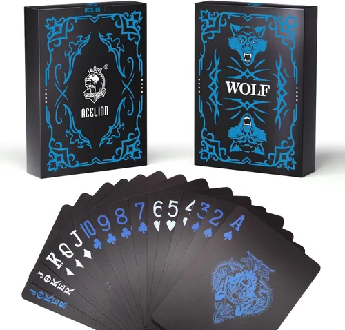 Miniatura 8 de ACELION Cartas de juego impermeables, cartas de plástico, baraja de cartas, tarjetas de póquer de regalo (negro)