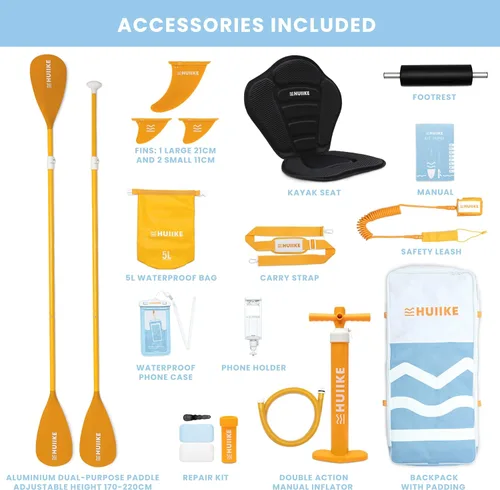 Miniatura 3 de HUIIKE Tabla de Paddle Inflable para Adultos con Accesorios Incluidos, Remo, Aletas, Bomba. Tabla de Stand Up Paddle de Gran Estabilidad y Paquete