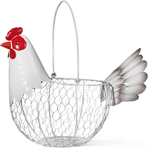 Miniatura 9 de Cesta de huevos de pollo, cestas colectoras de huevos, cesta de alambre metálico para huevos con asa, decoración de pollo de estilo granja, cuenco