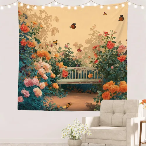 Miniatura 21 de Batmerry Tapiz de pintura abstracta apagado, trazos de expresión artística arte de pared, decoración para colgar, fibra de poliéster, blanco