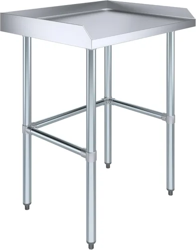AmGood Mesa de trabajo comercial con base abierta con salpicaduras y salpicaduras laterales, mesa de preparación de acero inoxidable para cocina,