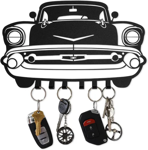 MOOH Llavero de metal para automóvil con 6 ganchos, decoración única de pared para hombres y mujeres, decoración de cueva de hombre genial (Chevy