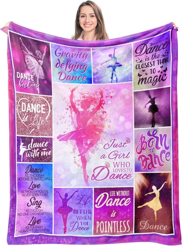 Mantas de baile para niñas adolescentes y mujeres - Regalos de recital rosa, mantas de 50"x60" para bailarina, profesora, amante