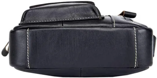 Miniatura 4 de Hebetag Bolso bandolera de cuero pequeño para hombre, para viajes al aire libre, negocios