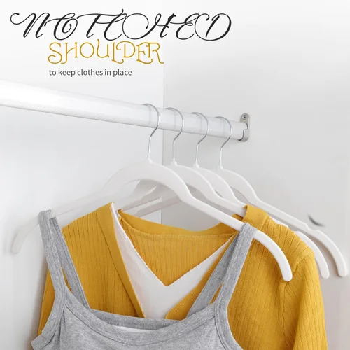 Miniatura 4 de ManGotree Paquete de 50 perchas de terciopelo para camisas para mujer, perchas de traje de 16.5 pulgadas con gancho giratorio de 360°, percha