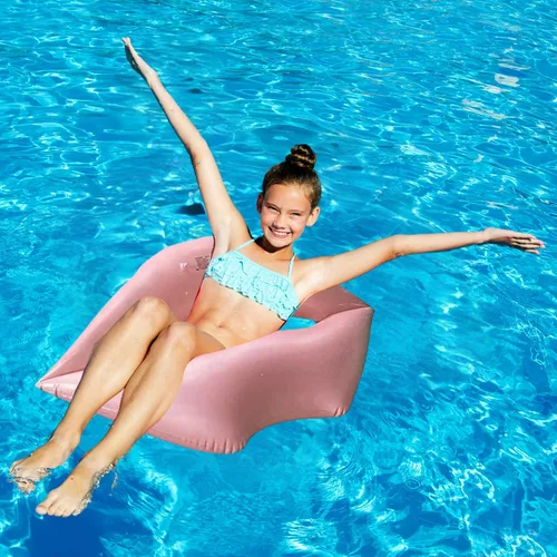 Miniatura 7 de Flotador gigante para piscina de labios de natación – 43.3 x 31.5 pulgadas, flotador gigante de labios rosados, tumbona de agua para adultos, gran