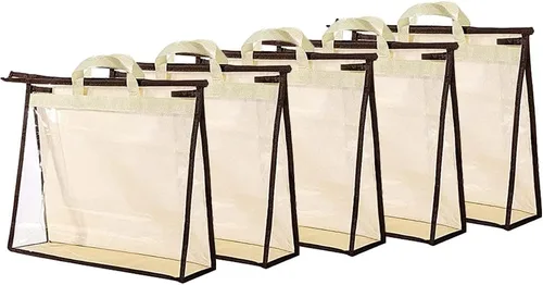 Organizador de almacenamiento de 5 piezas para colgar bolsos, no tejido, transparente, a prueba de polvo, para el hogar, cartera, bolsa de