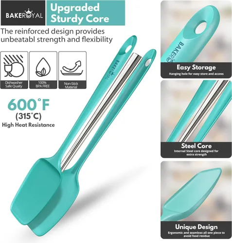 Miniatura 8 de BakeRoyal Juego de espátulas de silicona – 4 espátulas de goma de silicona resistente al calor 600°F para tareas diarias – Espátulas de cocina