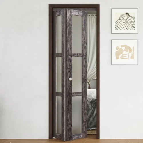 Miniatura 16 de BARNER HOME Puerta plegable, puerta de armario de cristal transparente de 3 lites, para apertura de 48 x 80 pulgadas, puertas plegables con kits
