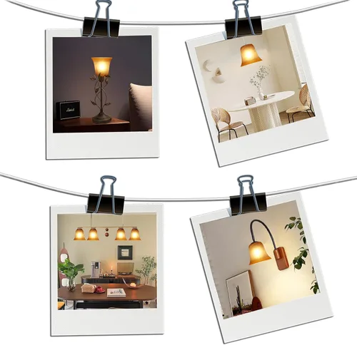 Miniatura 6 de Accesorio de lámpara de pantalla de vidrio ámbar, pantalla de vidrio de repuesto con forma de campana, adaptador de 1.63 pulgadas, 5.4 pulgadas