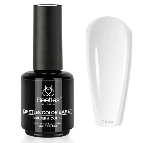 Miniatura 14 de Beetles - Esmalte de uñas en gel base rosa, 1 unidad, 0.5 onzas líquidas: color rosa desnudo 5 en 1, esmalte pastel constructor, punta francesa
