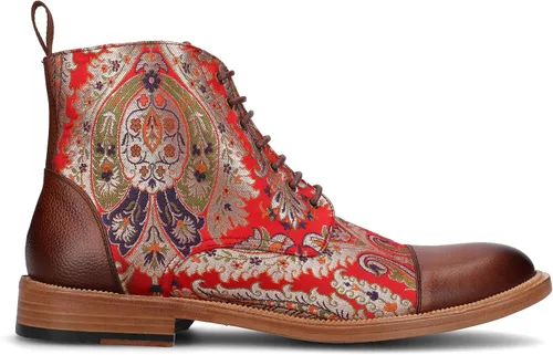 Miniatura 8 de TAFT Jack Boot - Botas de vestir hechas a mano de cuero y lana para hombre, paisley marrón topo